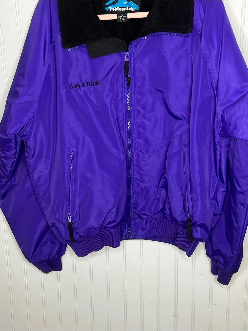 Purple Bomber Jacket with Vintage Car Embroidery
